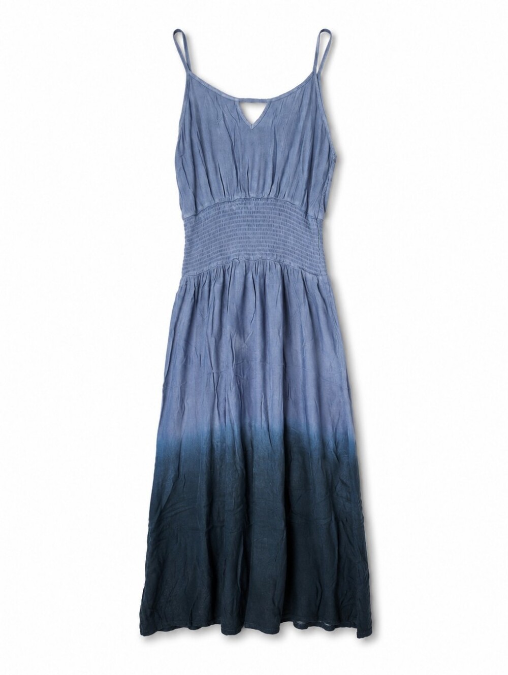 MAXI Smocked Waist Ombre Maxi Dress in Blue - Picture 2 of 5